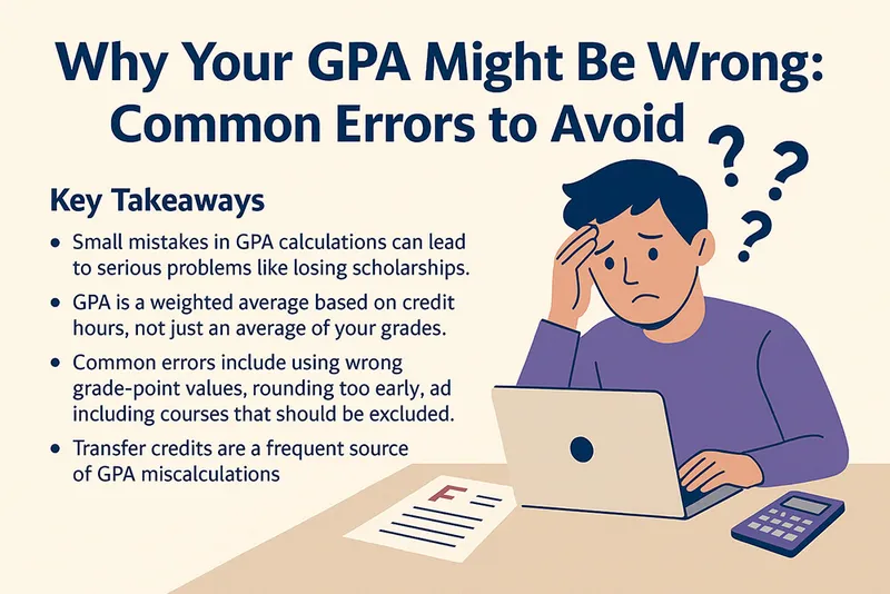 Student reviewing a transcript to avoid common GPA calculation errors.