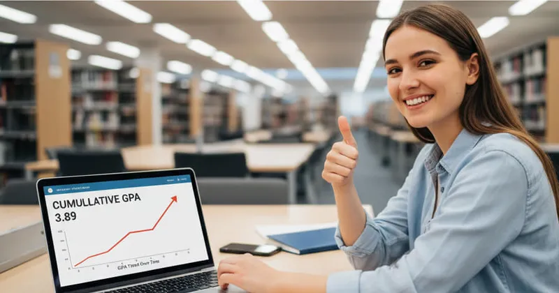 A student using a cumulative GPA calculator to track progress towards the Dean's List