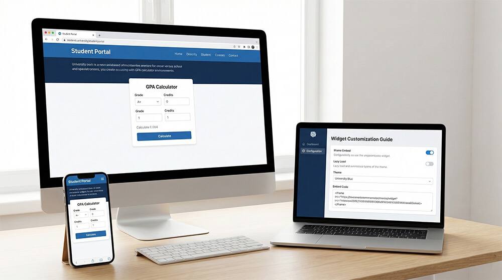 Embed widget customization for GPA calculator tools