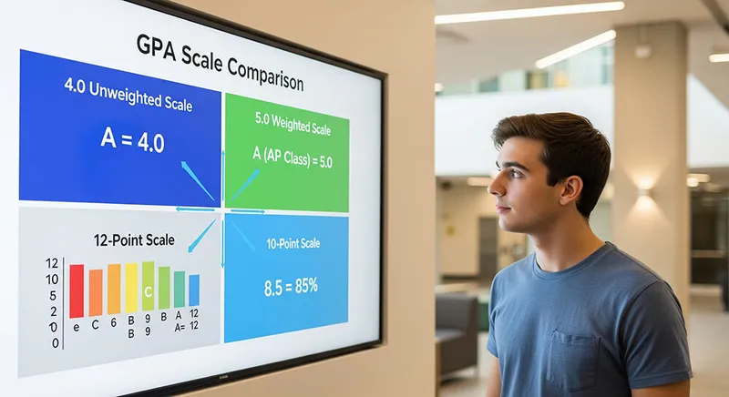 A visual comparison of different GPA scales and academic honors like the Dean's List