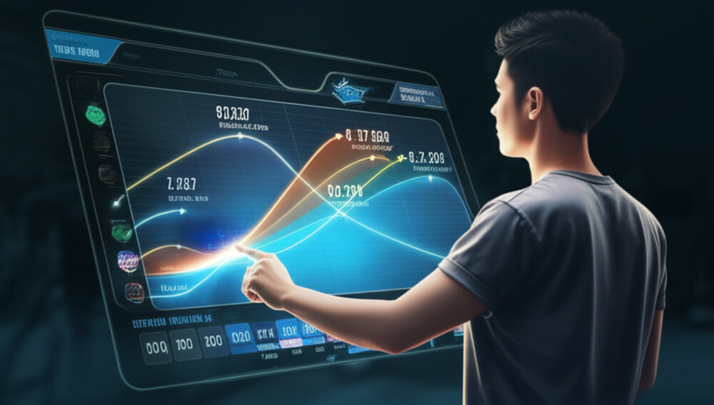A student using a mid-term grade projection slider on a tablet