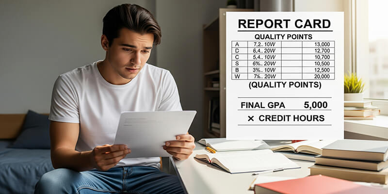 Chart explaining quality points vs GPA for a last-60-credits GPA calculator