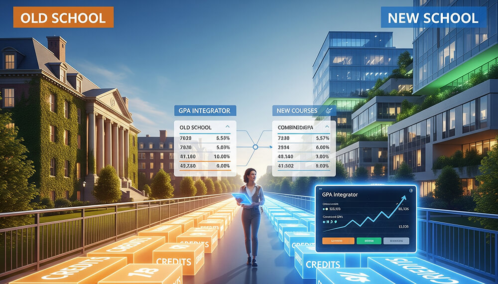 A student looking at transfer credit information on a university website for their cumulative GPA.